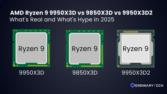 AMD Ryzen 9 9950X3D processor installed in a high-end 2025 workstation build showcasing 3D V-Cache performance for gaming and professional workloads
