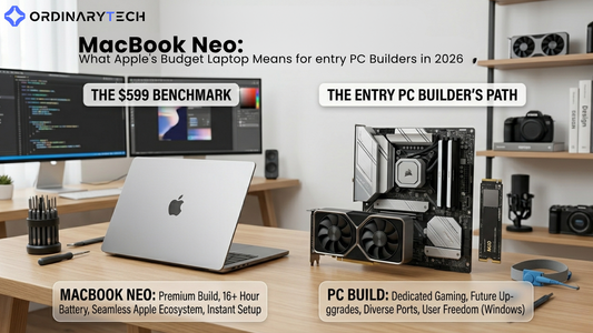 MacBook Neo vs custom desktop PC performance comparison setup 2026