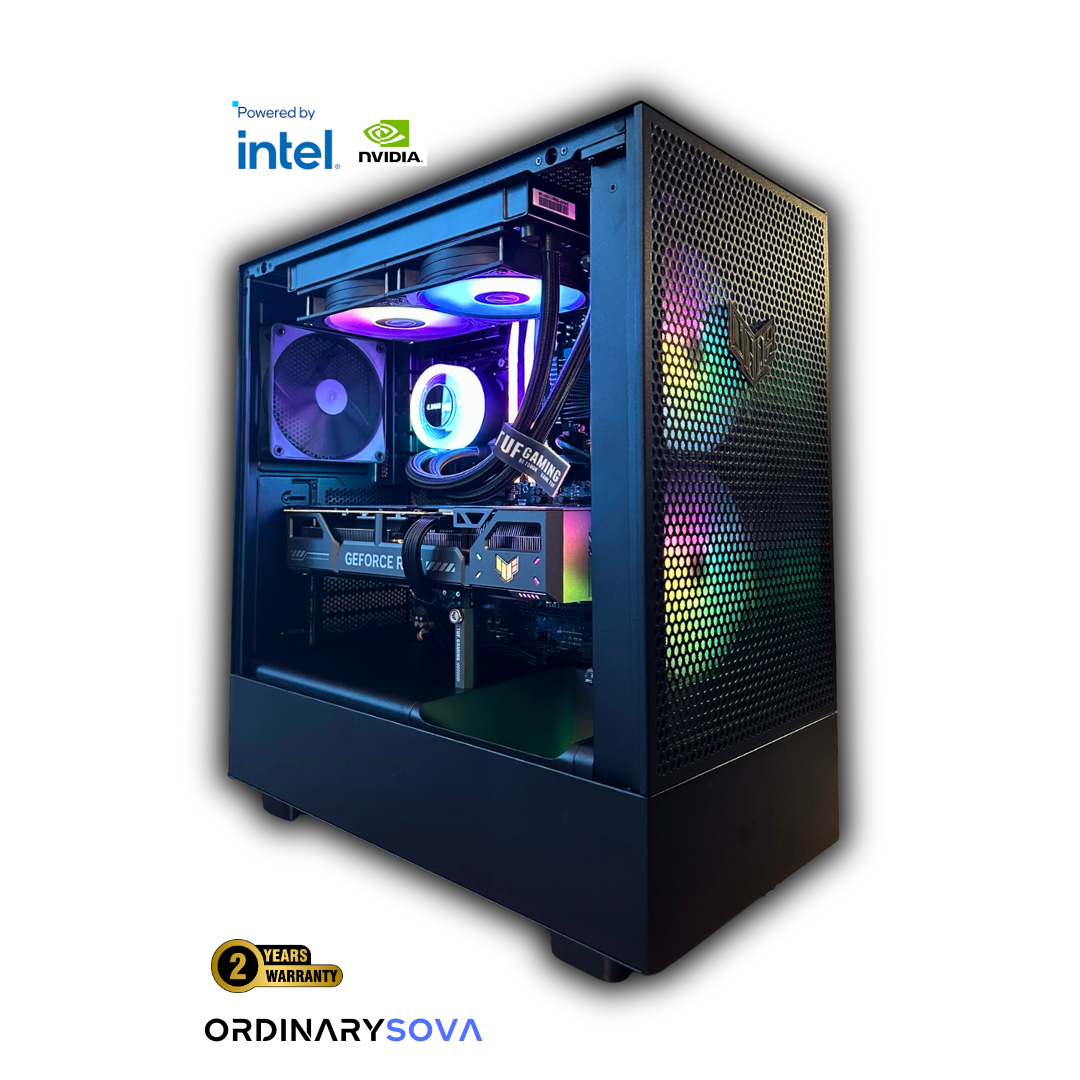 OrdinaryTech Canada custom gaming PC – OrdinarySOVA with Intel processor, GeForce RTX graphics, liquid cooling, RGB fans, tempered glass case, and 2-year coverage
